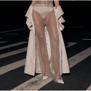 MESHKI Emerson Diamante Mesh Pant - Cream